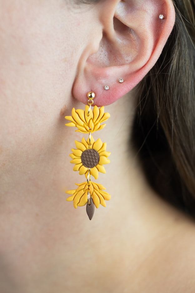 Sunflower Stages Polymer Clay Dangle Earrings