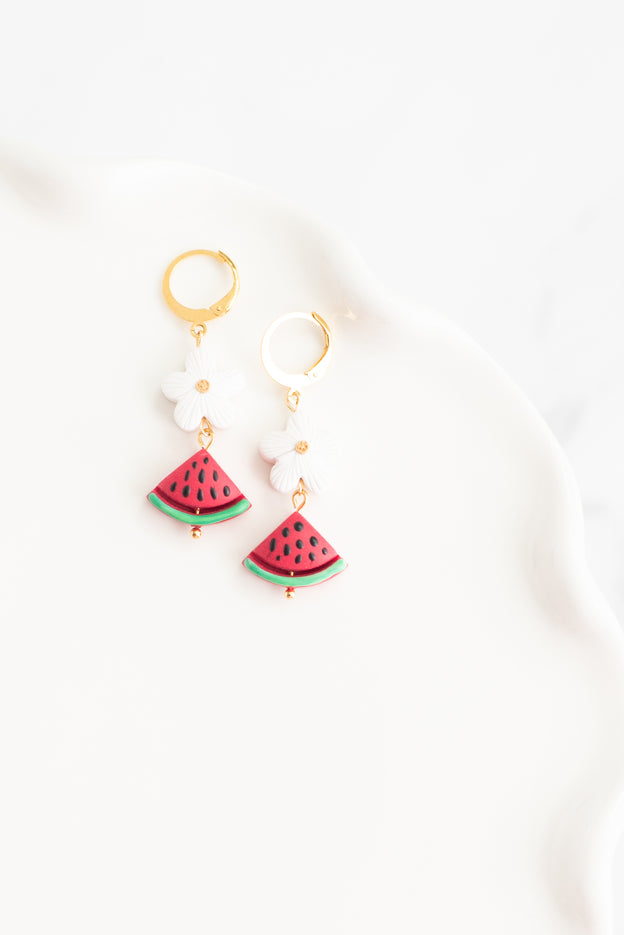 Watermelon & Daisy Clay Bead Polymer Clay Earrings [Pre-Order]
