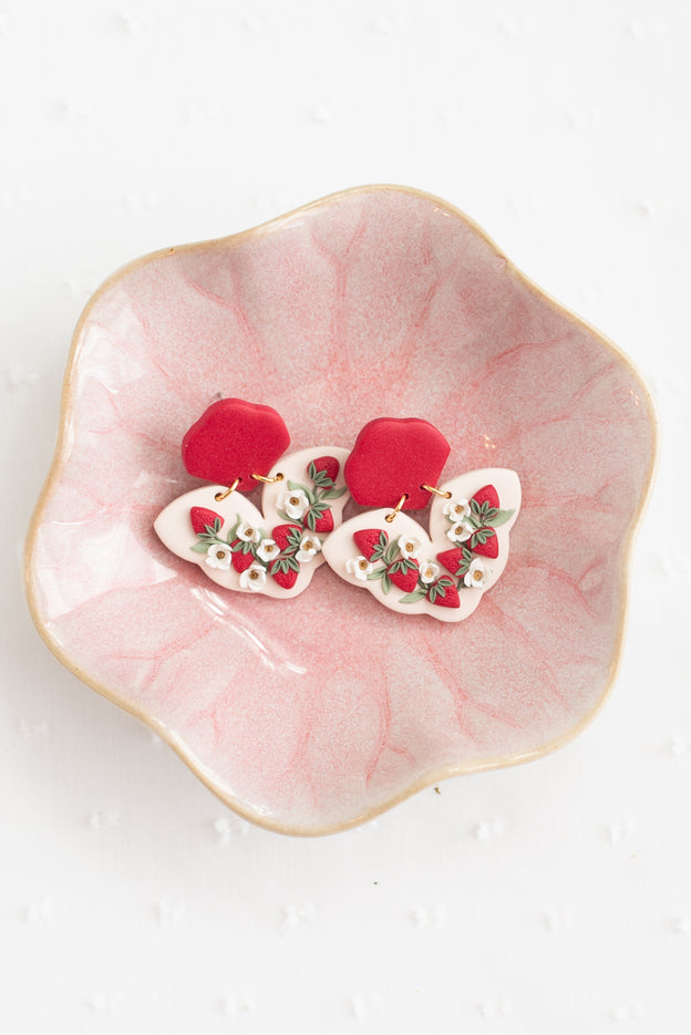 Strawberry and Daisy Polymer Clay Earrings