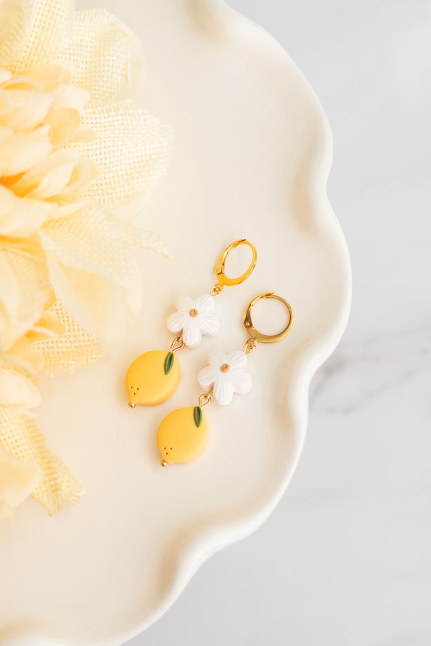 Lemon & Daisy Clay Beads Polymer Clay Earrings [Pre-Order]