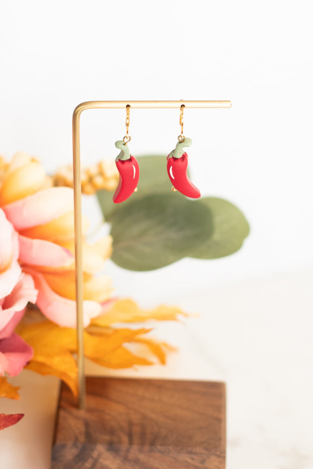 Chili Pepper Clay Beads Polymer Clay Earrings [Pre-Order]