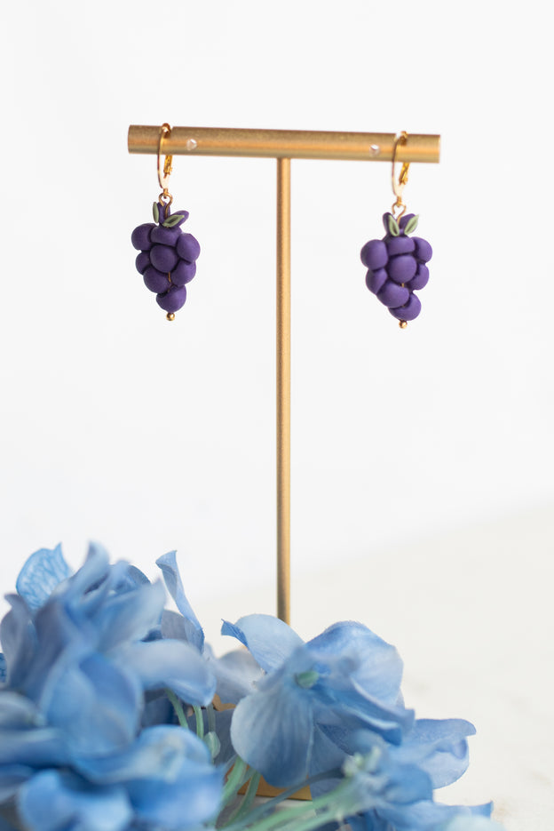 Grape Clay Beads Polymer Clay Earrings