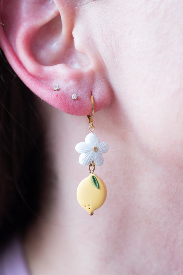 Lemon & Daisy Clay Beads Polymer Clay Earrings [Pre-Order]