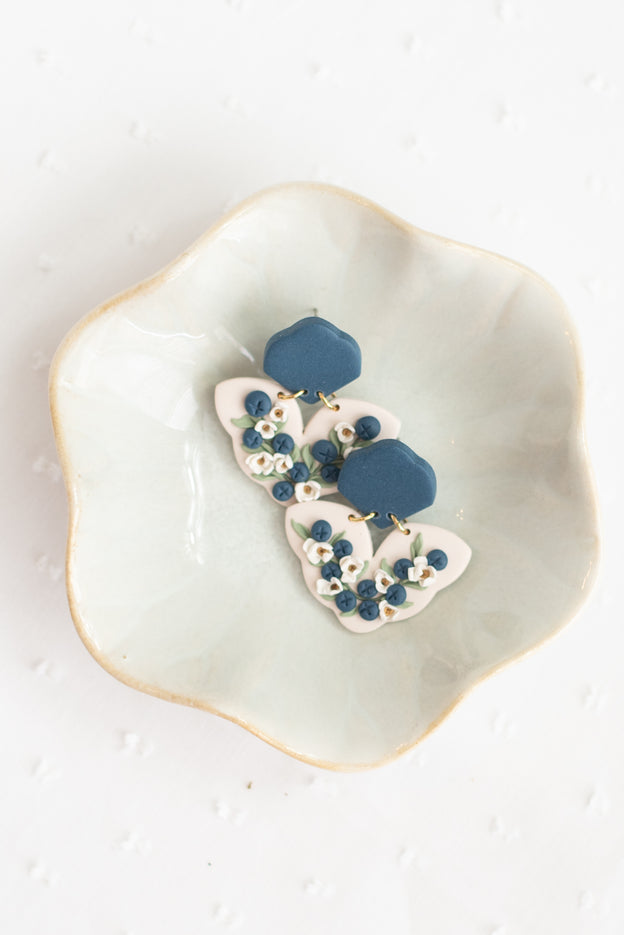 Blueberry and Daisy Polymer Clay Earrings [Made-to-Order]