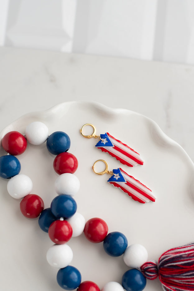 Puerto Rican Island Flag Polymer Clay Earrings