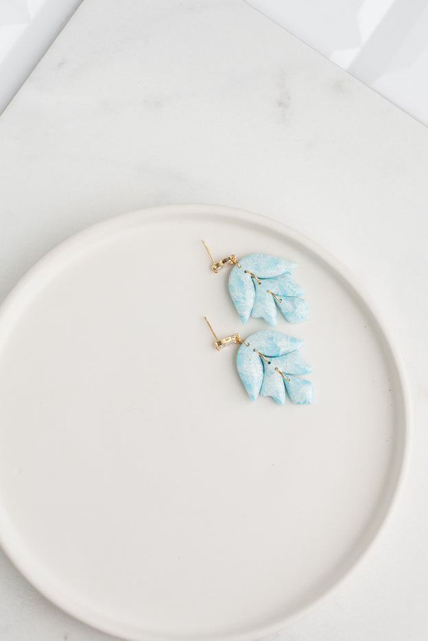 Ocean Inspired Sparkly Botanical Polymer Clay Earrings