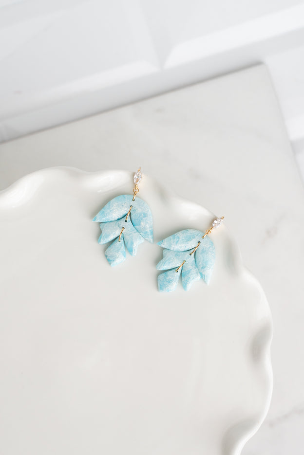 Ocean Inspired Sparkly Botanical Polymer Clay Earrings