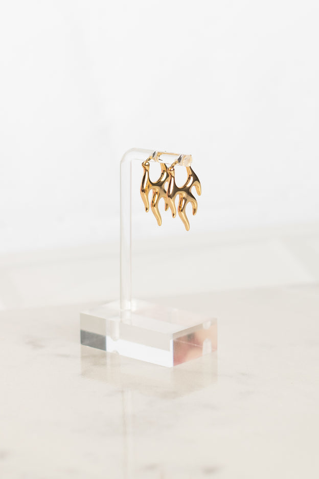 16K Gold Filled Flaming Fire Latch Earrings