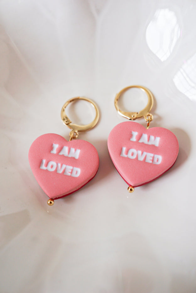 I am Enough/I am Loved Double Sided Affirmation Polymer Clay Earrings in Pink