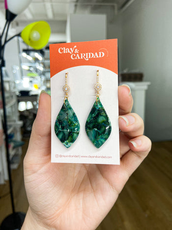 Marbled Green Polymer Clay Earrings