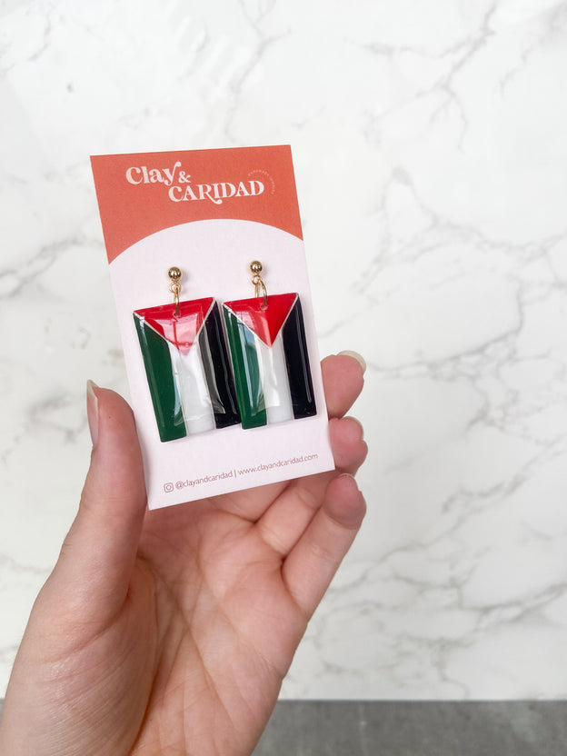 Palestinian Flag Polymer Clay Earrings