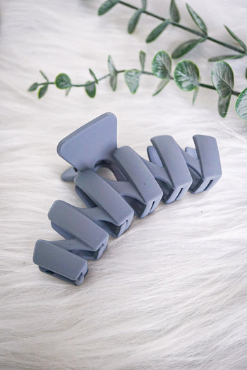 Squiggly Claw Clips - Grey Blue