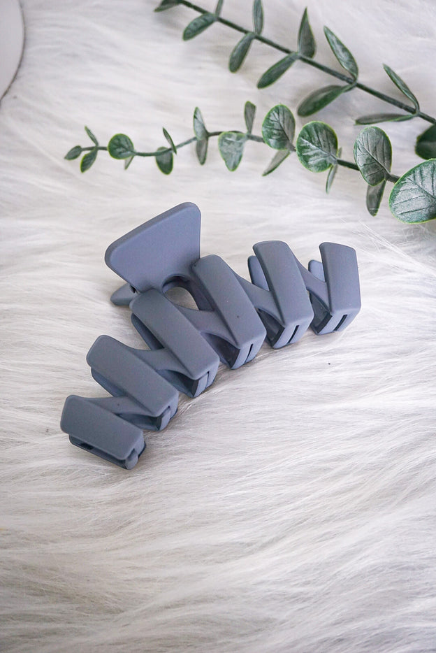 Squiggly Claw Clips - Grey Blue